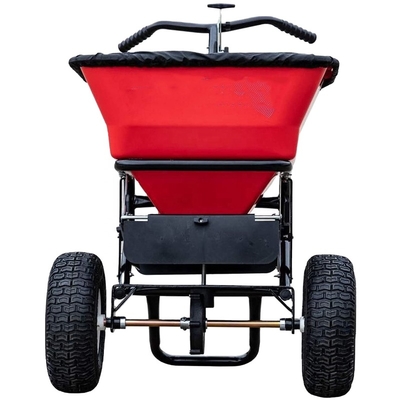 Machinery Repair Shops 100 pound capacity 1.67 cubic foot sports field maintainer walk behind seed, salt, and fertilizer lawn spreader with screen and Hopper spoke